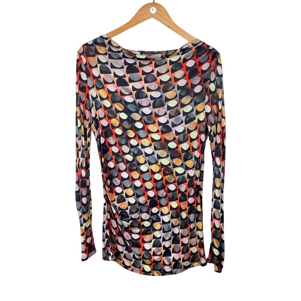 Luisa Cerano Multicolor Geometric Patterned Sheer Long Sleeved Mini Dress